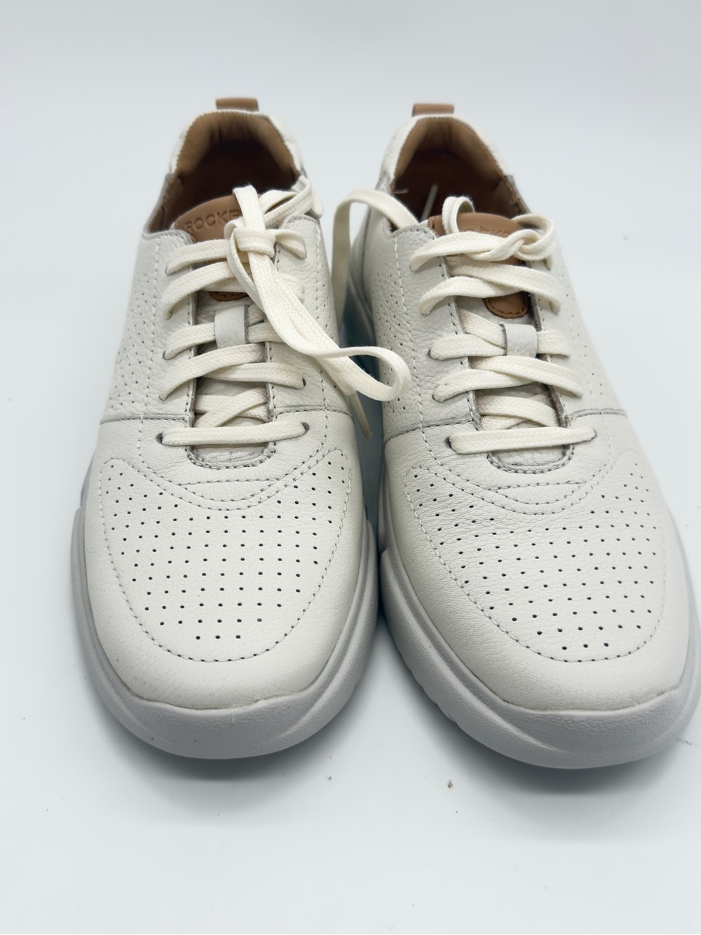 Rockport Women's Perforated Leather Sneaker in Off-White